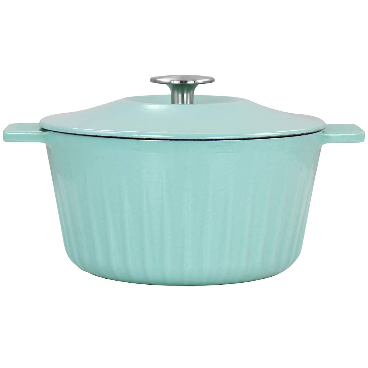 Martha Stewart 3qt. Turquoise Enameled Embossed Stripe Cast Iron Dutch Oven  with Lid